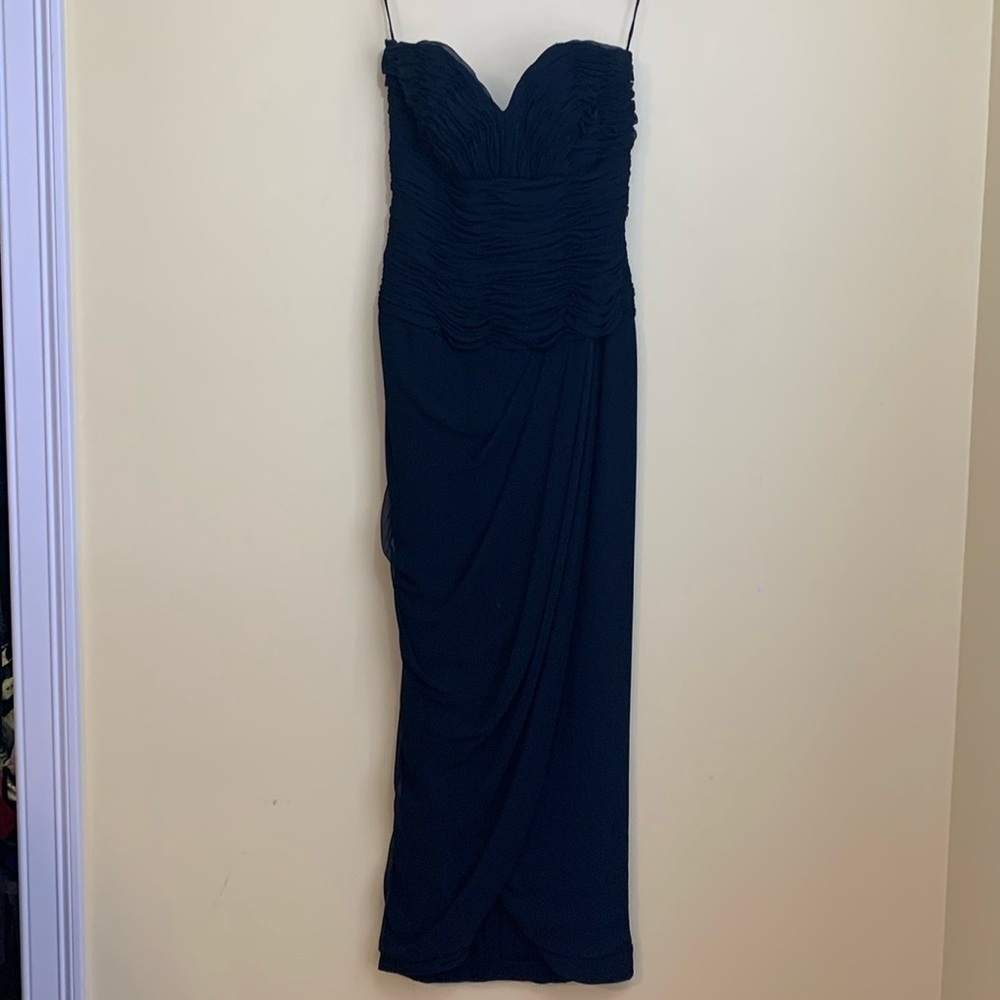 Victor Costa Black Chiffon Sweetheart Smocked Layered Gown Long Dress Vintage 10 - Picture 3 of 17